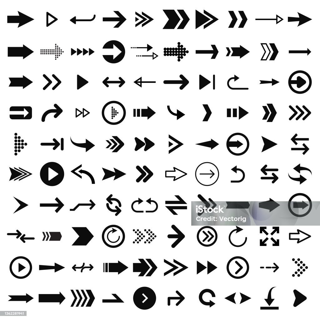 Arrow icon set isolated on white background - 免版稅箭頭符號圖庫向量圖形