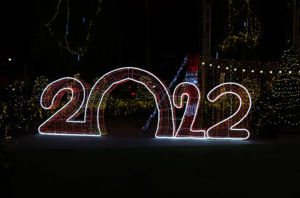 istock happy new year 2022 festive lights. copy space  background. 1362287545