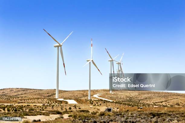 Wind Farm In The Desert La Serena Coquimbo Chile Green Power Concept Stock Photo - Download Image Now