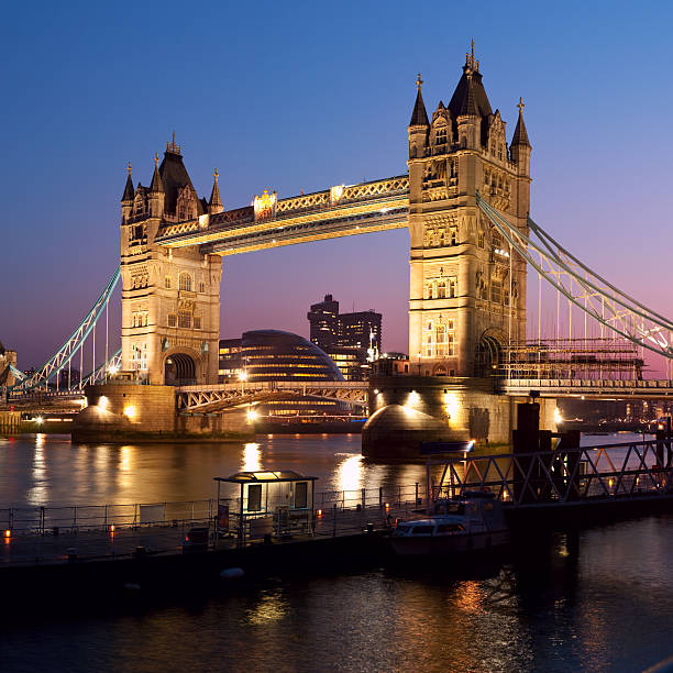 Panorama picture of the Tower Bridge in London stock photo