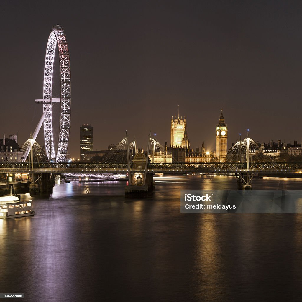 Westminster, Londres, no crepúsculo - Foto de stock de Millennium Wheel royalty-free