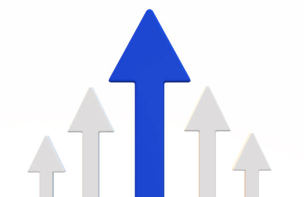 Growth arrow up and progress success business skill increase improvement graph on market profit