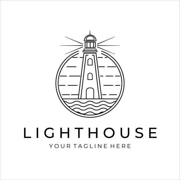 illustrations, cliparts, dessins animés et icônes de lighthouse line art vector illustration design - sea storm lighthouse rough