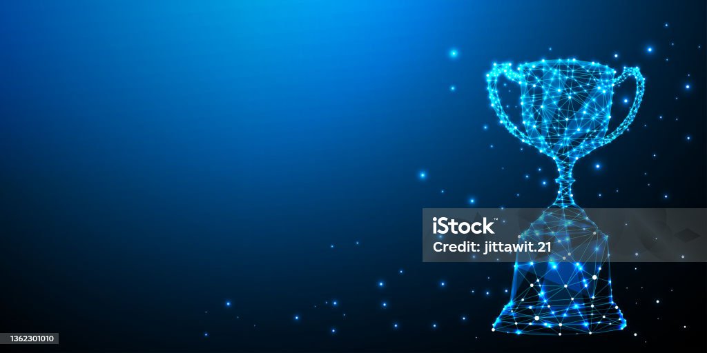 Trophy cup. Abstract 3d trophy wreath laurel isolated background. Trophy cup. Abstract 3d trophy wreath laurel isolated background. Champions award, sport victory, winner prize concept. Competition success, first place, best win symbol. Award Stock Photo