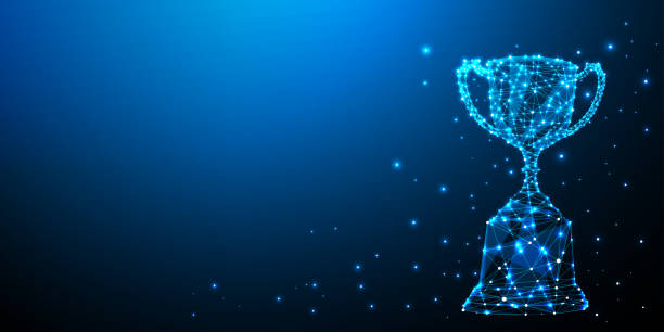 Trophy cup. Abstract 3d trophy wreath laurel isolated background. Trophy cup. Abstract 3d trophy wreath laurel isolated background. Champions award, sport victory, winner prize concept. Competition success, first place, best win symbol. award stock pictures, royalty-free photos & images