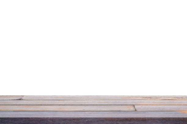 istock Wooden table isolated on white background, for use product display 1362301133