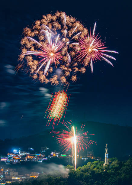 istock Night images with New Year's (Réveillon) fireworks exploding in the sky. Event held for the 2022 arrival in Niterói, Rio de Janeiro, Brazil. 1362308998