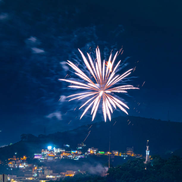 istock Night images with New Year's (Réveillon) fireworks exploding in the sky. Event held for the 2022 arrival in Niterói, Rio de Janeiro, Brazil. 1362309751