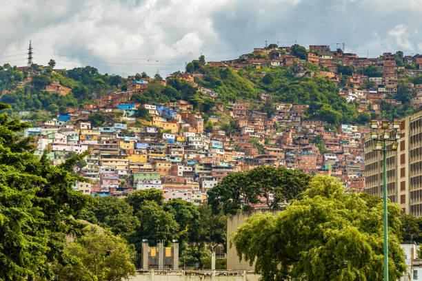 Urban residential buildings in Caracas Venezuela capital Urban residential buildings on hill in Caracas Venezuela capital at day venezuela stock pictures, royalty-free photos & images