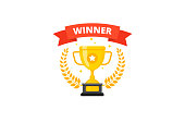 istock Best champions cup trophy vector design. Champion cup winner trophy award with laurel wreath 1362322798