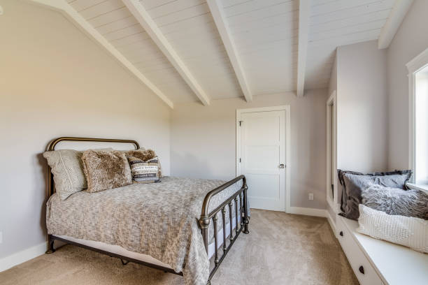 istock Metal frame bed in cozy bedroom 1362324799
