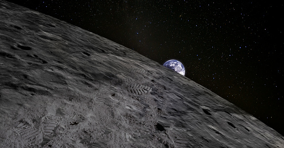 Antares star emerging behind the Moon. 3D scene created and modelled in Adobe After Effects and the planet textures are taken from Solar System Scope official website (https://www.solarsystemscope.com/textures/)