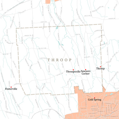 NY Cayuga Throop Vector Road Map. All source data is in the public domain. U.S. Census Bureau Census Tiger. Used Layers: areawater, linearwater, roads, rails, cousub, pointlm, uac10.