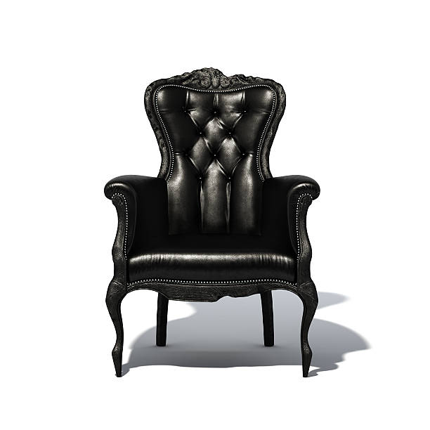 istock Solo black antique leather chair on white background 136232952
