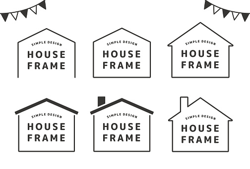 EPS data is CMYK color, JPG or PNG data is RGB color. Illustration set of a simple house frame. Templates, banner backgrounds, design materials. Real estate illustration.