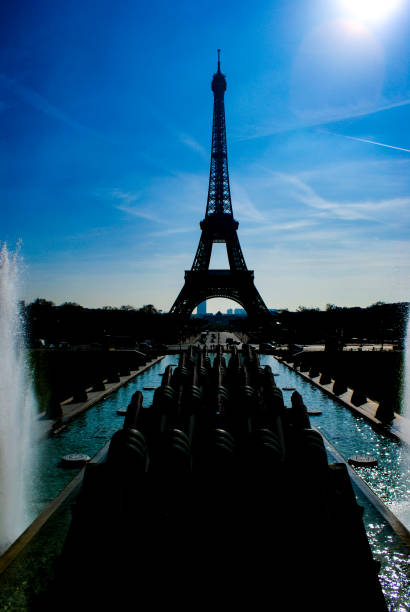 istock Eiffel Tower silhouette and the rooftops of Paris (Paris, France) 1362332765