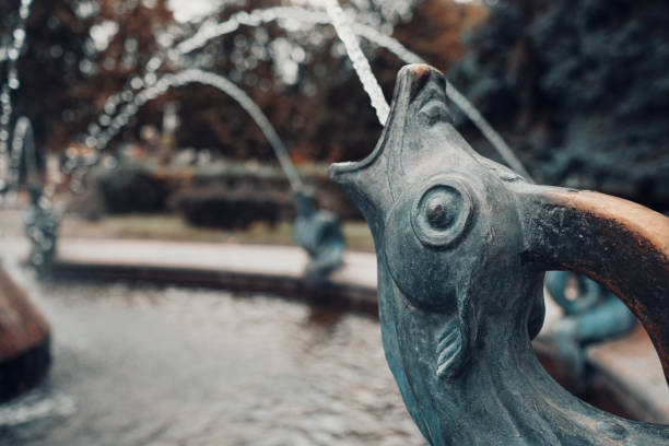 istock Close up view of fountain decorative element in shape of fish 1362333583