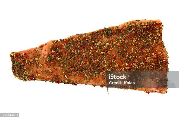 Salmon With Condiment Stock Photo - Download Image Now - Condiment, Cut Out, Directly Above