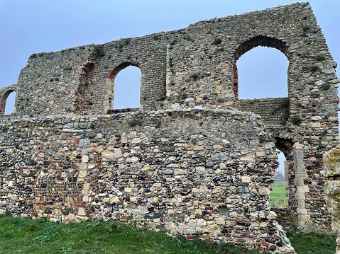 Ruined wall around Jvari Monastery near Mtskheta. Georgia