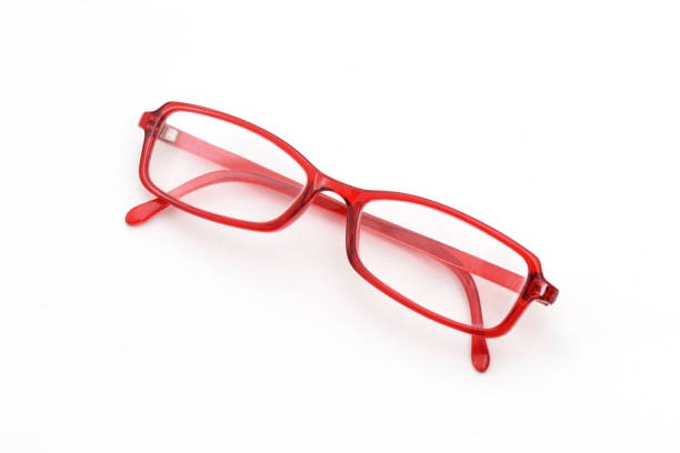 istock Red eyeglasses on the white background. 1362335185