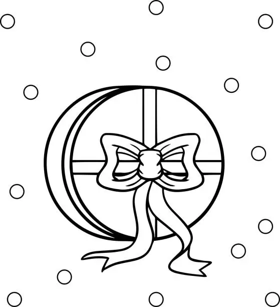 Vector illustration of Christmas Gift with Bow Ties and Decoration Coloring Book - Page