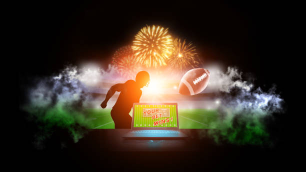 online sports betting concept. american football - spending time flash imagens e fotografias de stock