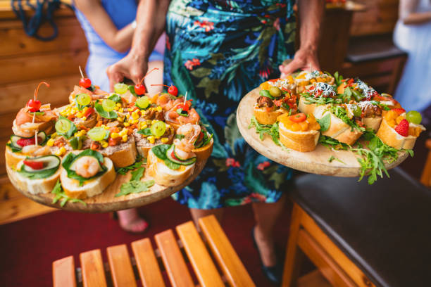 istock Two plates of small canape sandwiches 1362336346
