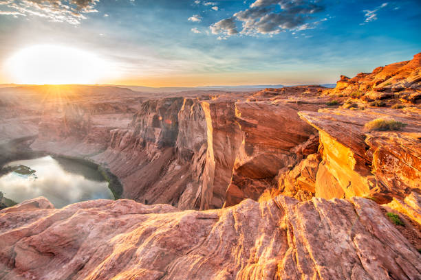 istock Panoramic view of Horseshoe Bend at sunset, Arizona. 1362338989
