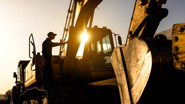 istock A contractor builder is sitting near bulldozer 1362346446