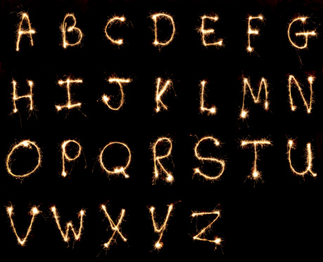 United Kingdom. The alphabet painted in light with sparklers. 2011