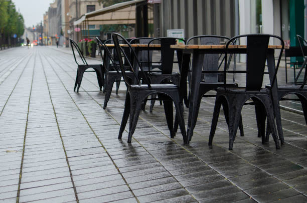 istock empty tables in the city center, pandemic, quarantine 1362350157
