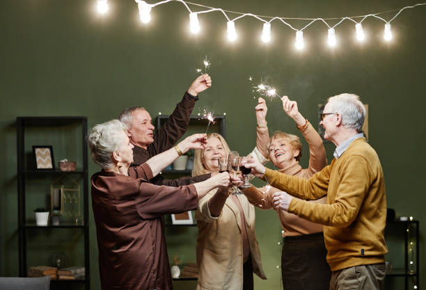 istock Senior friends celebrating New Year 1362353845