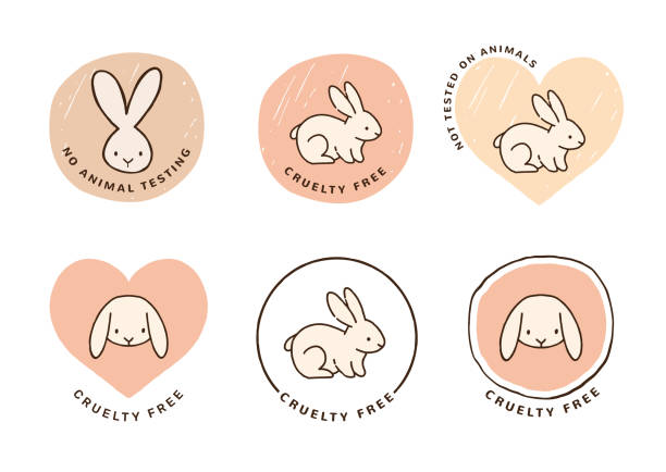Cruelty Free, Note tested on animals hand drawn icons, logos, stamps, Organic, vegan and natural Cruelty Free, Note tested on animals hand drawn icons, logos, stamps, Organic, vegan and natural. Vector illustration animal welfare stock illustrations
