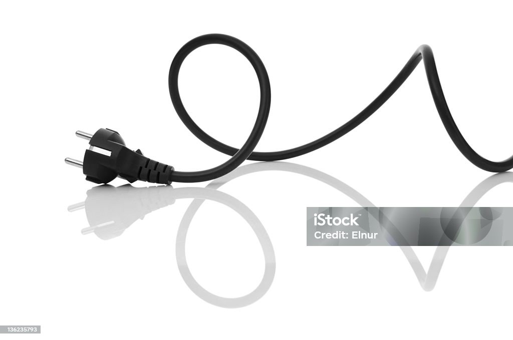 Negro electric cable aislado en blanco - Foto de stock de Cable libre de derechos