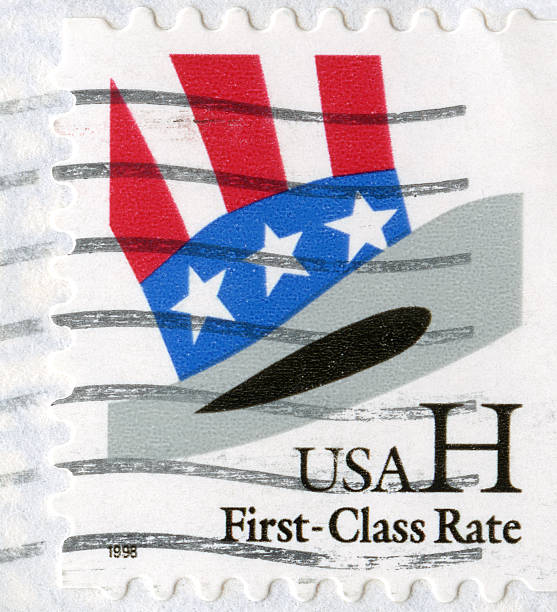 istock Top Hat with USA Flag Postage Stamp 136235833