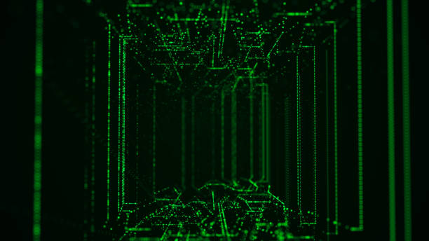 istock Abstract wireframe tunnel. Wormhole. 3D portal grid. Futuristic fantasy funnel. 3d rendering. 1362363978