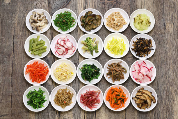 assorted namul, korean food assorted namul, korean food banchan stock pictures, royalty-free photos & images