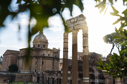 Views and sightseeings of Rome: the Roman Forum. Slow motion video, can be doubled for real time.