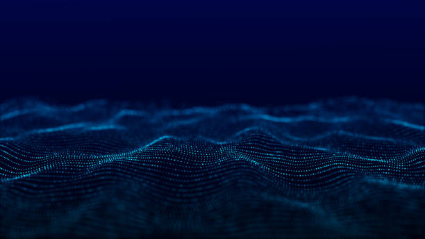 istock Futuristic digital wave. Dark cyberspace. Abstract wave with dots. White moving particles on background. 3d rendering. 1362365065
