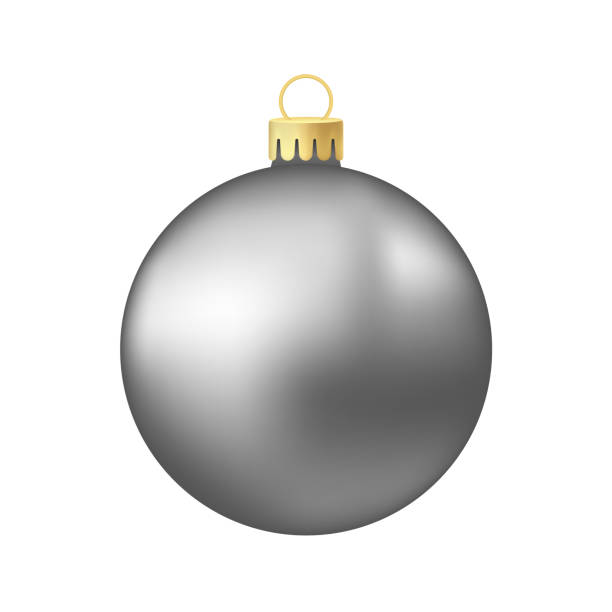 istock Grey Silver Christmas tree toy or ball Volumetric and realistic color illustration 1362366731