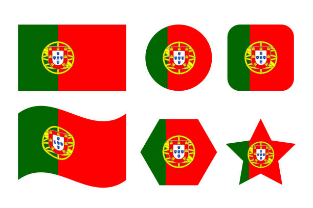 флаг португалии простая иллюстрация ко дню независимости или выборам - portugal stock illustrations
