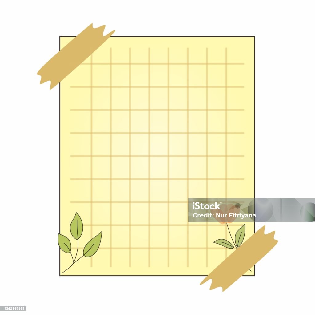 Yellowish Paper Note Yellow Paper Note With Leaves Stock Illustration - Download Image Now ...