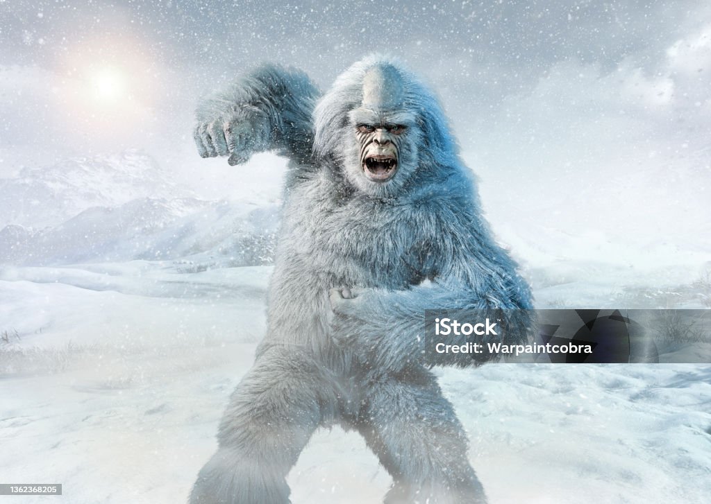 Yeti or abominable snowman 3D illustration Yeti Stock Photo