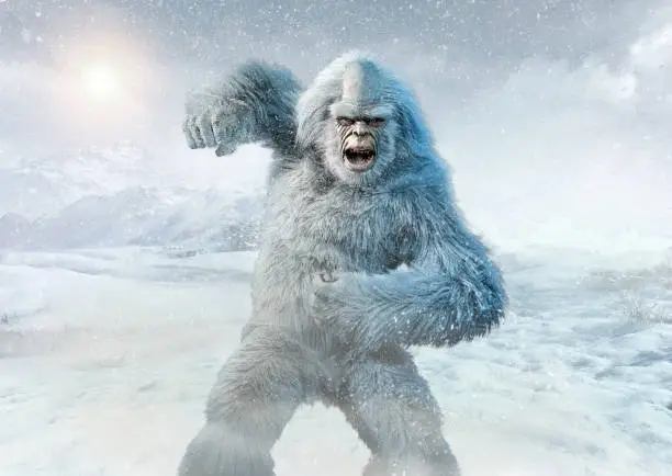 Photo of Yeti or abominable snowman 3D illustration