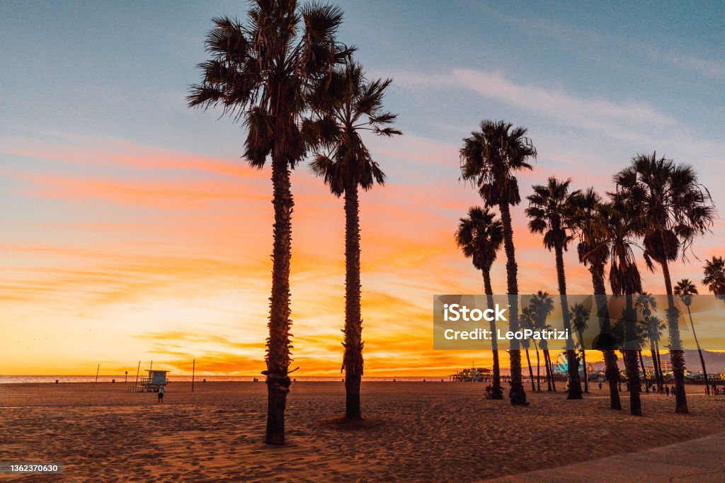 Beautiful sunset in California California beautiful sunset in Santa Monica - Los Angeles Santa Monica Stock Photo