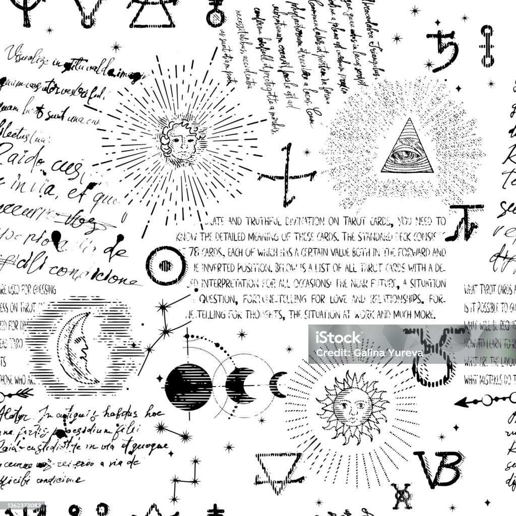 Esoteric Engravings Seamless Esoteric Pattern Stock Illustration - Download Image Now ...