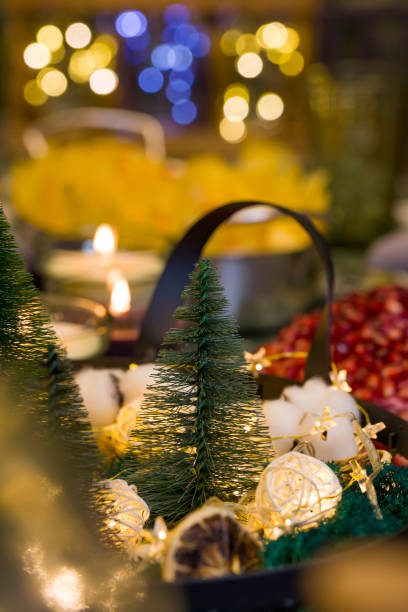 istock Christmas decor with Christmas trees on the festive table 1362374316