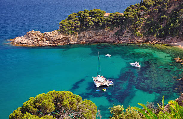Costa Brava Coast,Spain small picturesque bay on the Costa Brava,Spain tossa de mar stock pictures, royalty-free photos & images