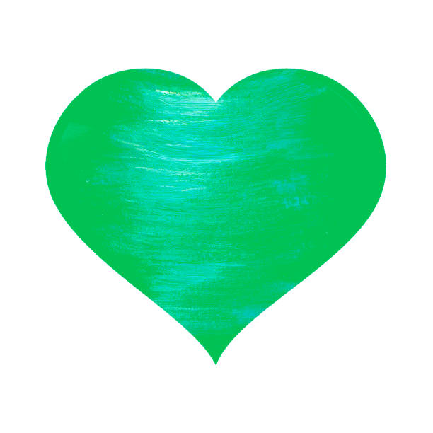 istock Green heart with abstract highlights isolated on white background. Watercolor illustration. Icon. Wedding, love, Valentine's day. For the design of postcards. 1362376320