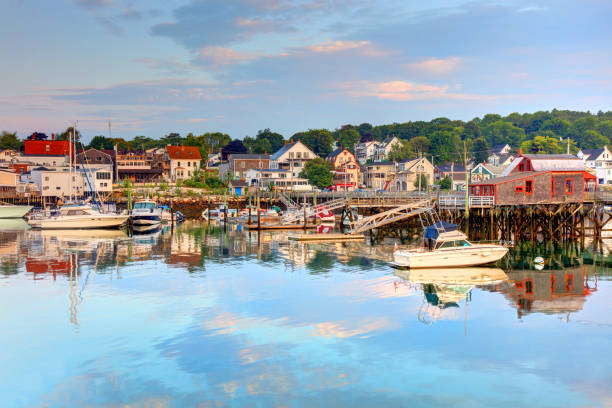 boothbay harbor, maine - pemaquid peninsula sea maine coastline stock-fotos und bilder